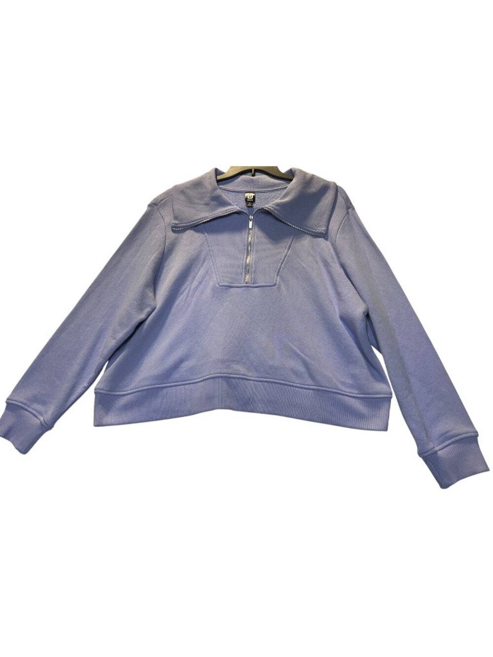 Ideology Womens 3X Half-Zip Sweatshirt With Ribbed Collar Thistle Down Purple
